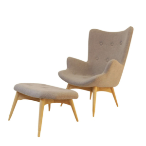 Kabana Chair With Ottoman In Wood Base
